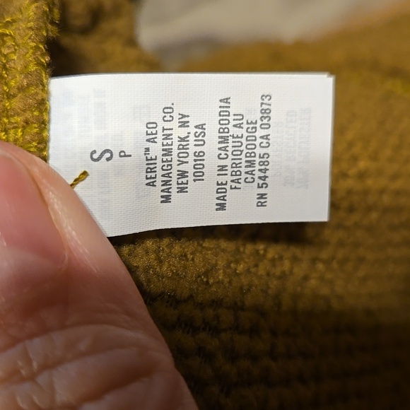 121. New Aerie Dream Sherpa Quarter Zip Sweatshirt Brown Size Small - Picture 6 of 7